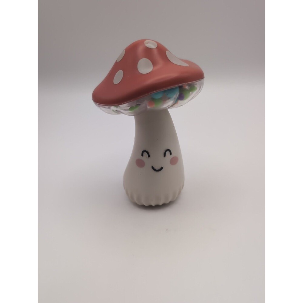 Itzy Ritzy Red Mushroom Maraca Rattle Toy Colorful Beads Sensory Infant Shaker